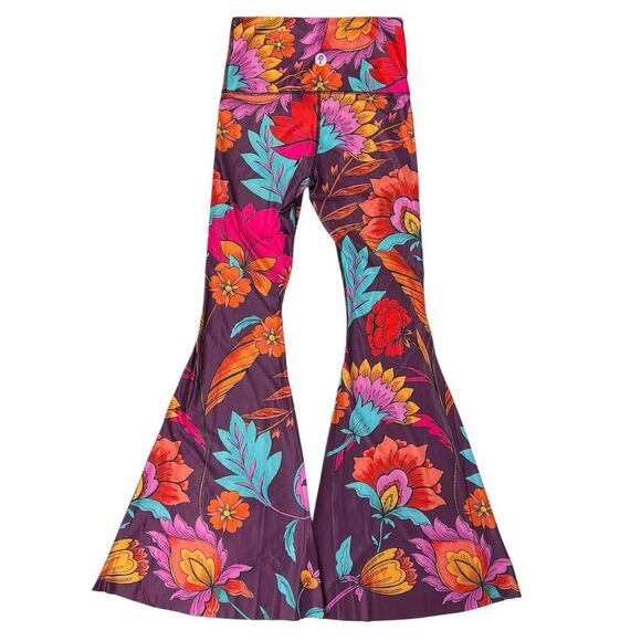 Yoga Democracy Original Bell Bottoms Indie Flow Maroon Orange Floral Size Small - Picture 4 of 10